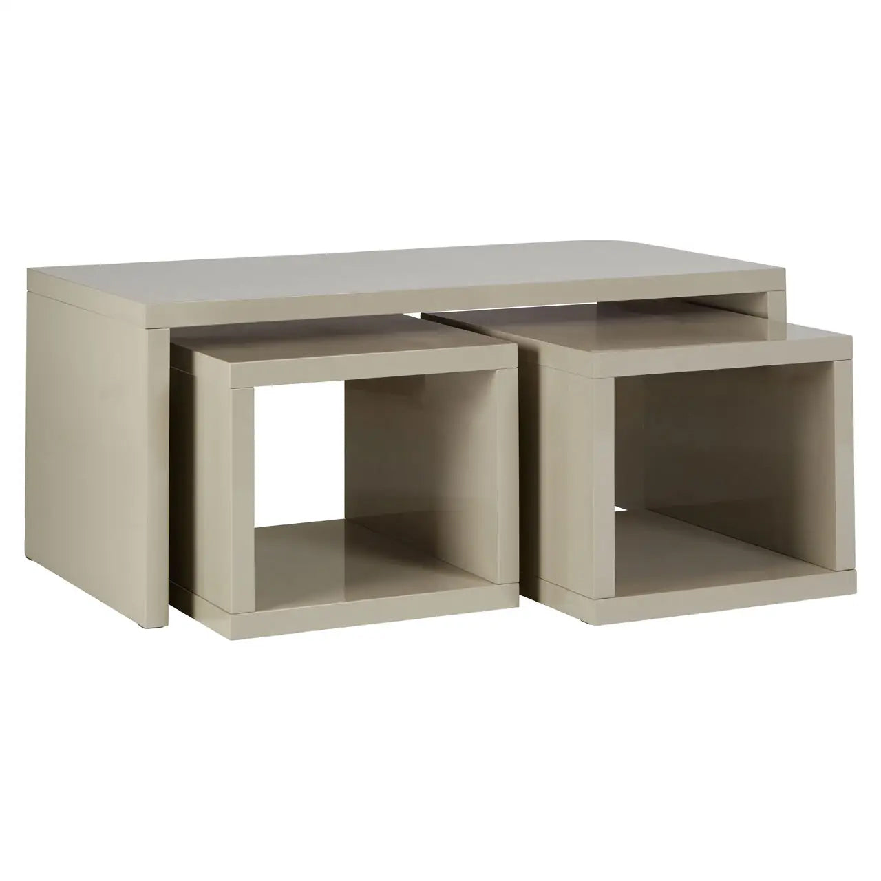 Madrid Wooden Coffee Table With 2 Side Tables In Cream