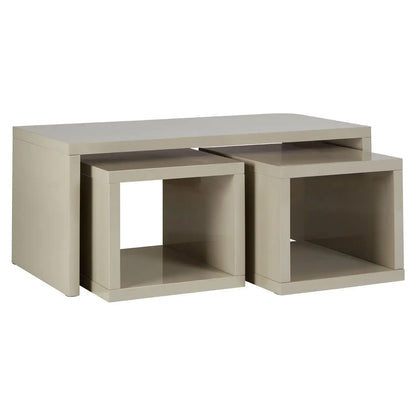 Madrid Wooden Coffee Table With 2 Side Tables In Cream