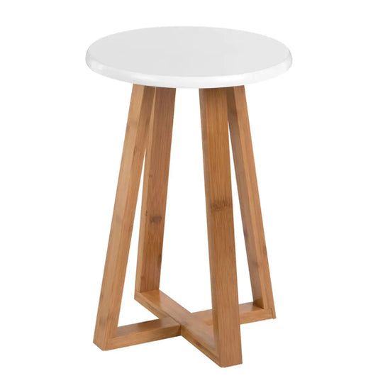 Viborg Bamboo Round Stool In White