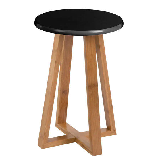 Viborg Bamboo Round Stool In Black