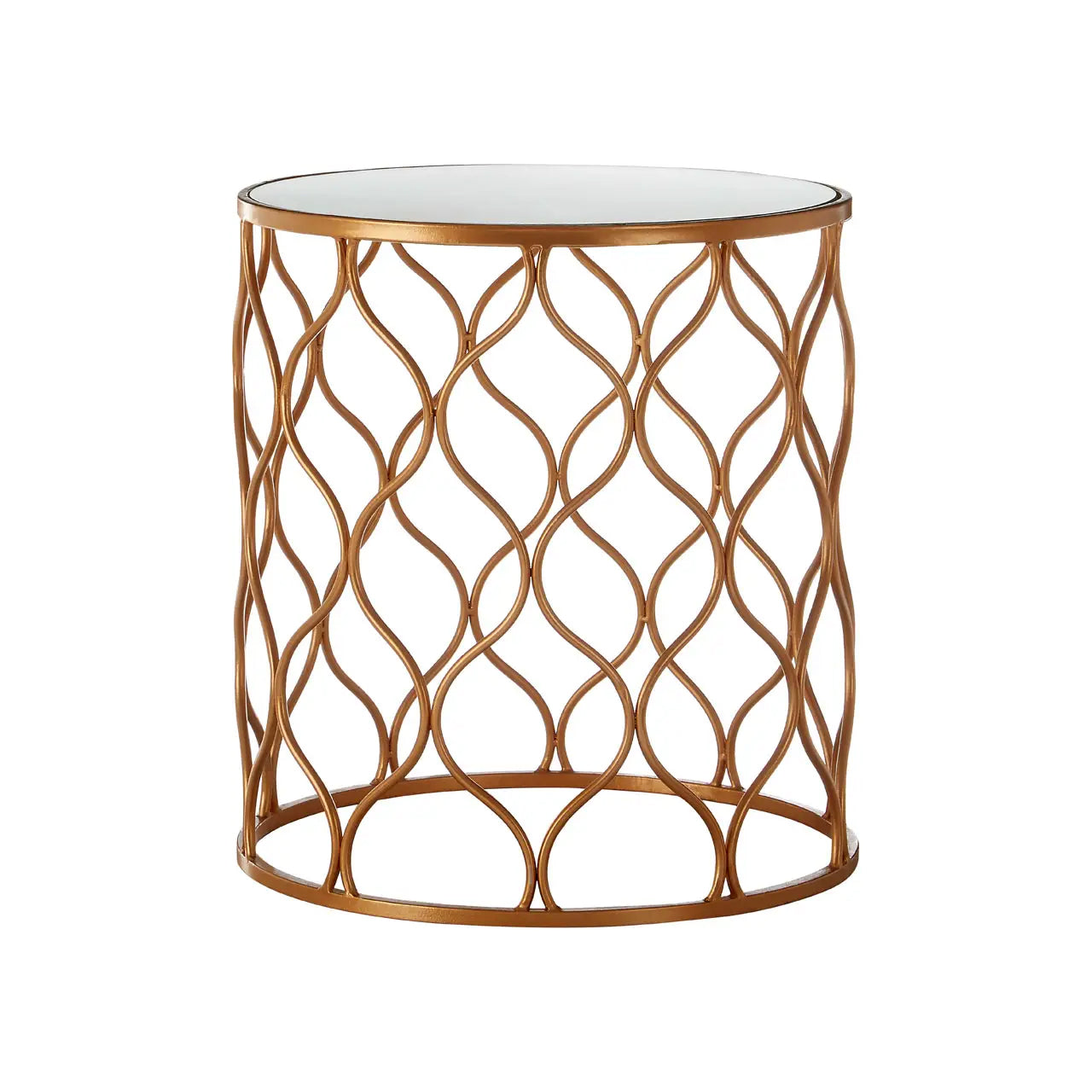 Avantis Mirrored Top Set Of 2 Side Tables With Copper Metal Frame