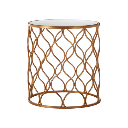 Avantis Mirrored Top Set Of 2 Side Tables With Copper Metal Frame