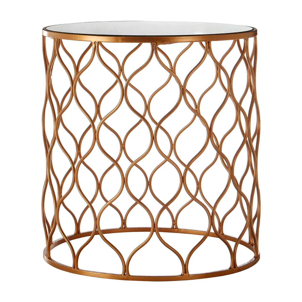 Avantis Mirrored Top Set Of 2 Side Tables With Copper Metal Frame