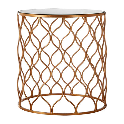 Avantis Mirrored Top Set Of 2 Side Tables With Copper Metal Frame