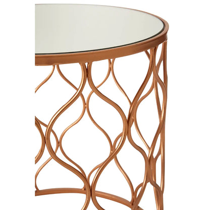 Avantis Mirrored Top Set Of 2 Side Tables With Copper Metal Frame