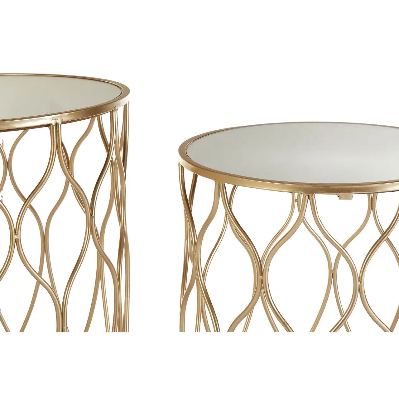 Arcana Mirrored Set Of 2 Side Tables With Champagne Frame