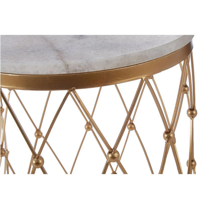 Arcana Marble Set Of 2 Side Tables With Gold Base