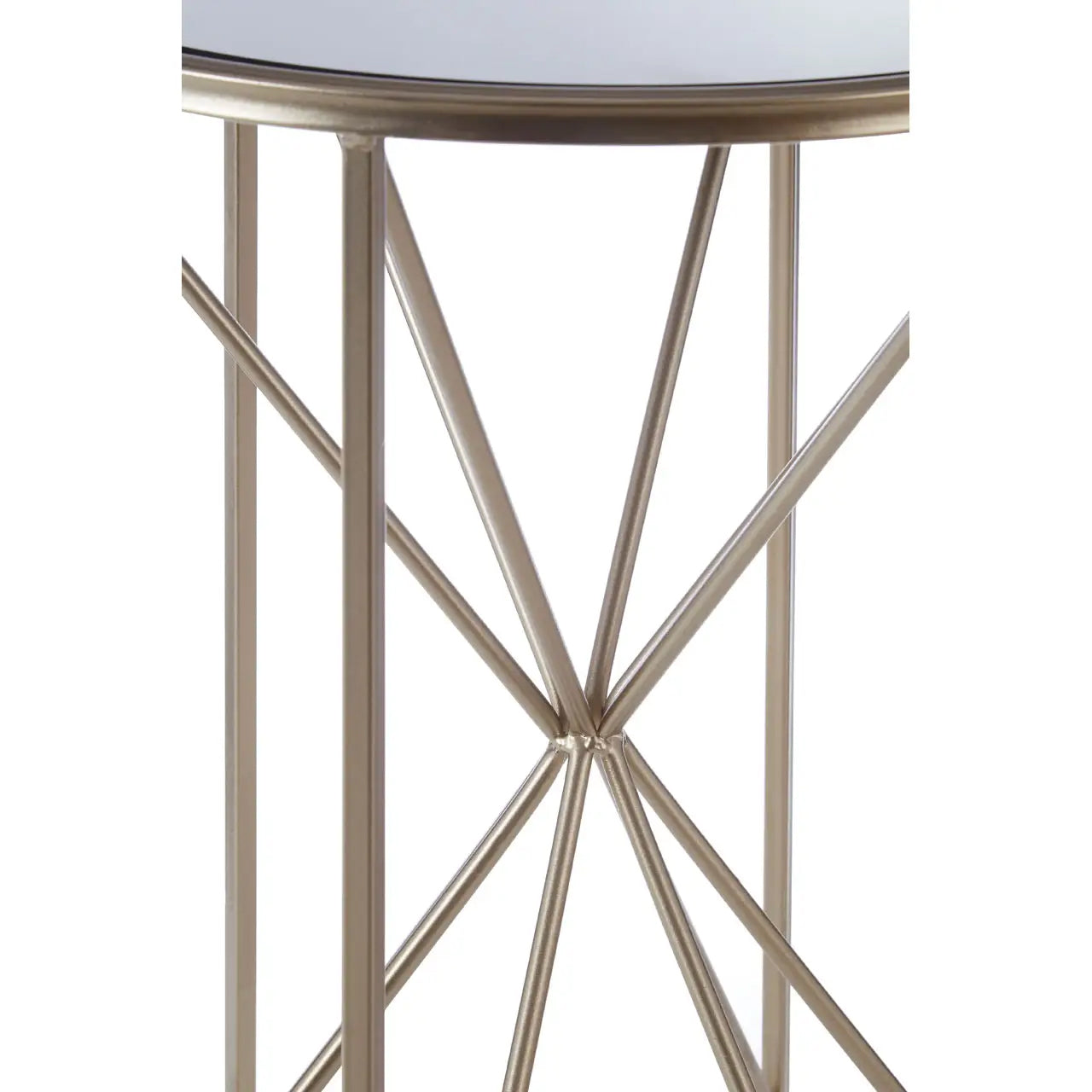Arcana Round Mirrored Side Table With Champagne Frame