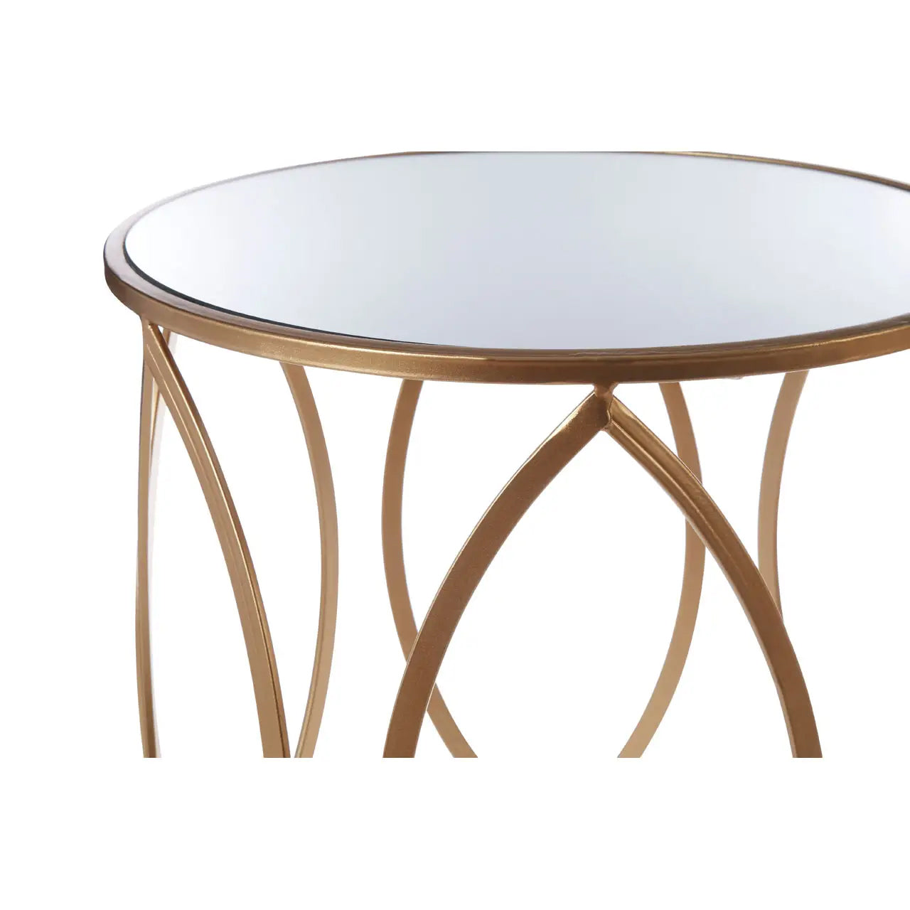 Arcana Mirrored Set Of 2 Side Tables With Gold Metal Frame