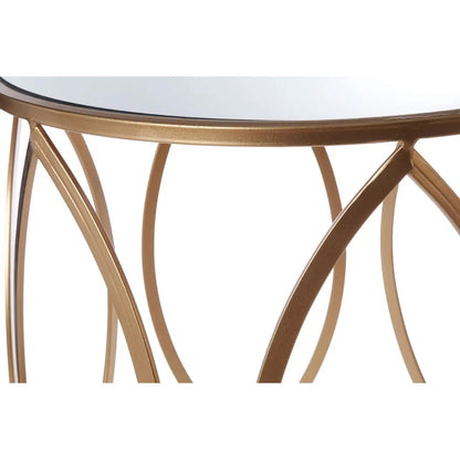 Arcana Mirrored Set Of 2 Side Tables With Gold Metal Frame