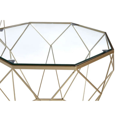 Arcana Glass Set Of 2 Coffee Tables With Champagne Base