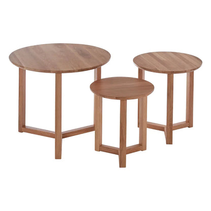 Visby Wooden Set Of 3 Side Tables In Oak