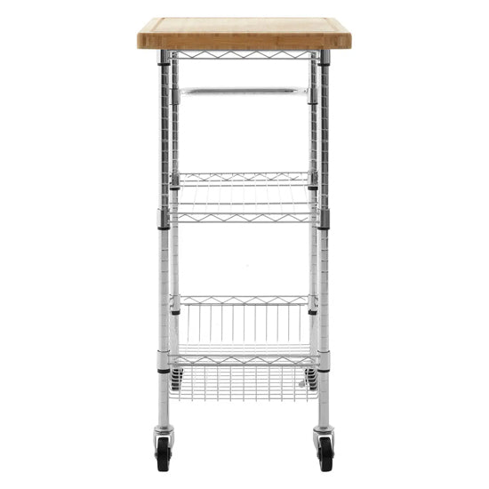 Frankfurt Carbon Steel 3 Tier Kitchen Trolley In Bamboo