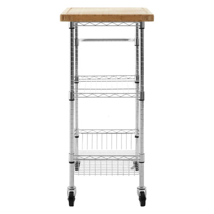 Frankfurt Carbon Steel 3 Tier Kitchen Trolley In Bamboo
