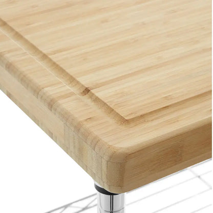 Frankfurt Carbon Steel 3 Tier Kitchen Trolley In Bamboo