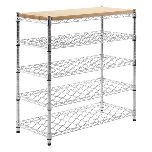 Frankfurt Carbon Steel 5 Tier Wine Rack In Bamboo