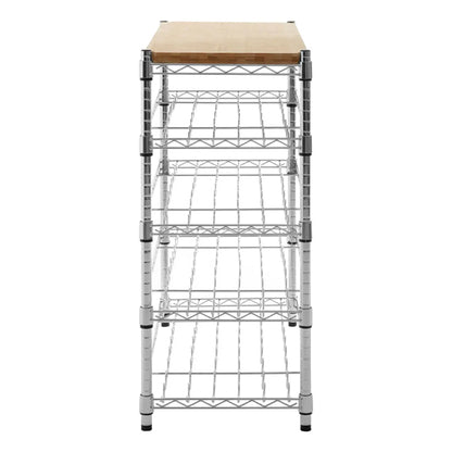 Frankfurt Carbon Steel 5 Tier Wine Rack In Bamboo