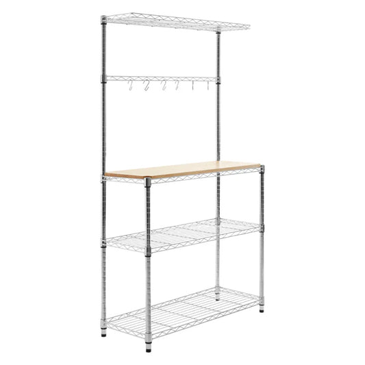 Frankfurt Carbon Steel 4 Tier Kitchen Shelving Unit In Bamboo