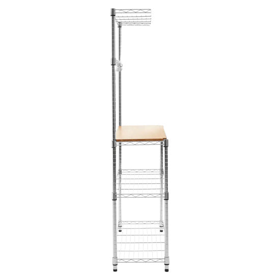 Frankfurt Carbon Steel 4 Tier Kitchen Shelving Unit In Bamboo