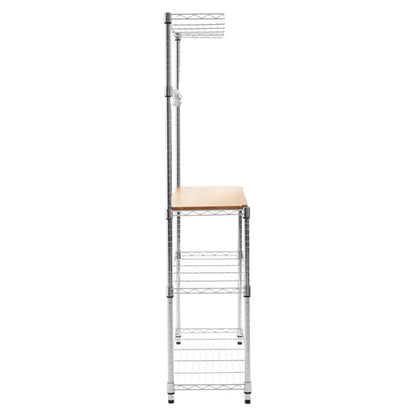 Frankfurt Carbon Steel 4 Tier Kitchen Shelving Unit In Bamboo