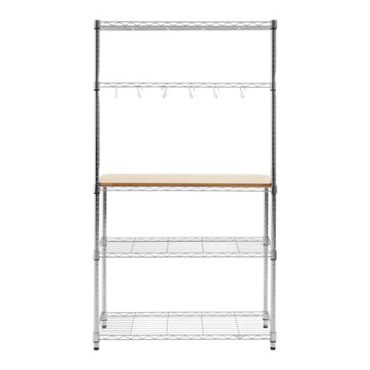 Frankfurt Carbon Steel 4 Tier Kitchen Shelving Unit In Bamboo