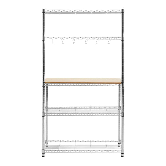 Frankfurt Carbon Steel 4 Tier Kitchen Shelving Unit In Bamboo
