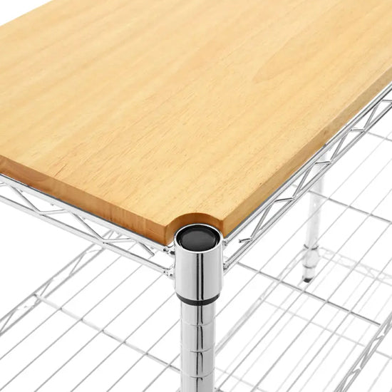 Frankfurt Carbon Steel 4 Tier Kitchen Shelving Unit In Bamboo