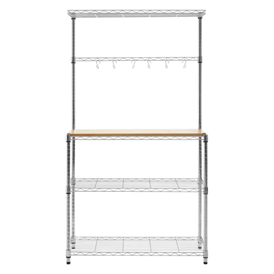 Frankfurt Carbon Steel 4 Tier Kitchen Shelving Unit In Bamboo