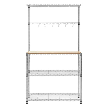 Frankfurt Carbon Steel 4 Tier Kitchen Shelving Unit In Bamboo