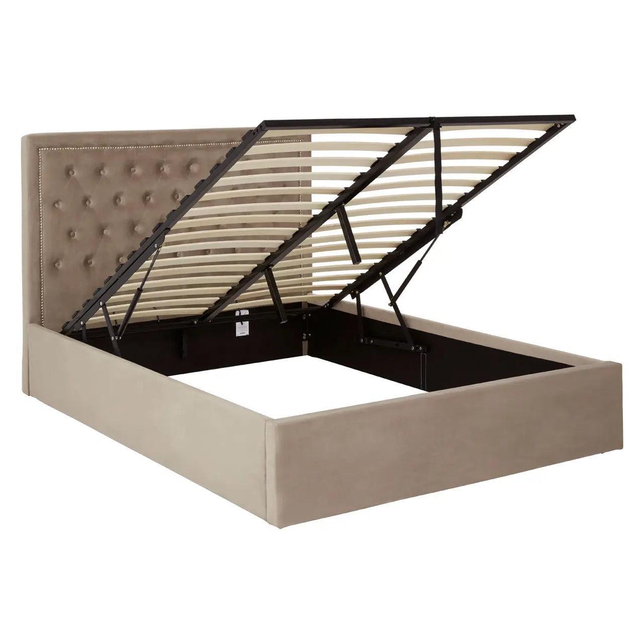 Hannah Ottoman Velvet Double Bed In Mink