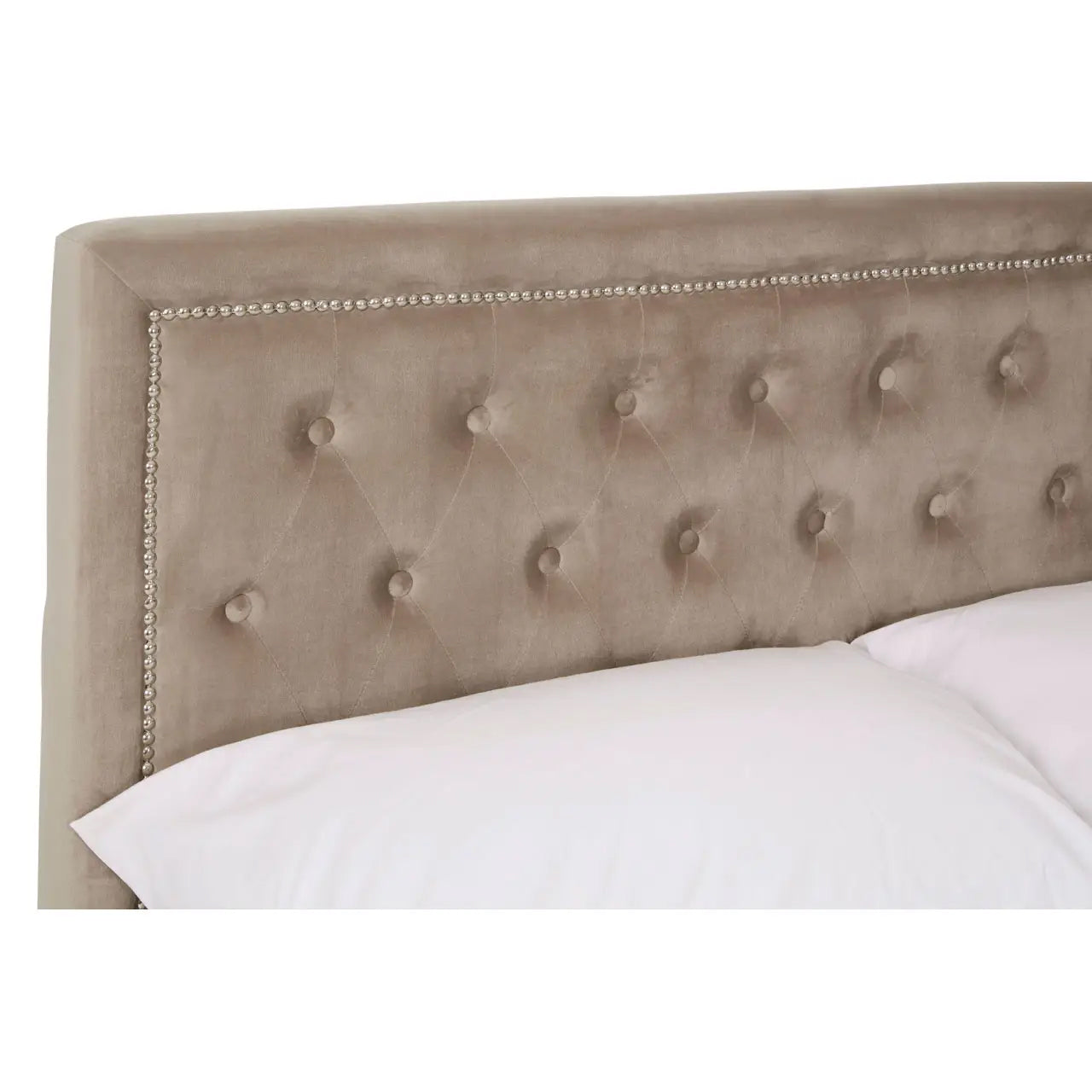 Hannah Ottoman Velvet Double Bed In Mink