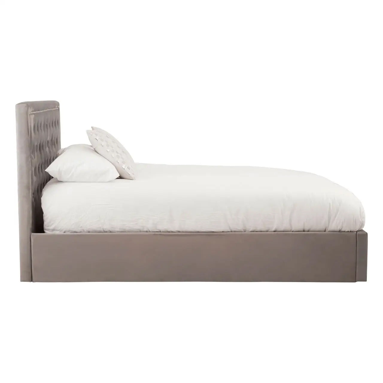Hannah Ottoman Velvet King Size Bed In Grey