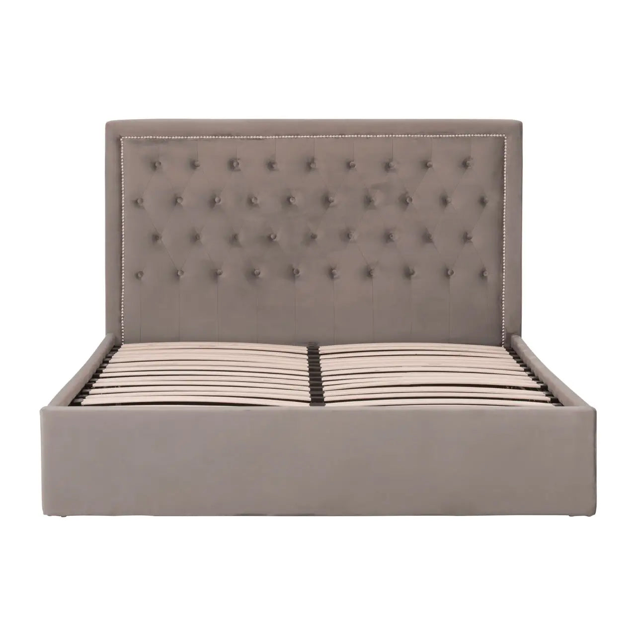 Hannah Ottoman Velvet King Size Bed In Grey