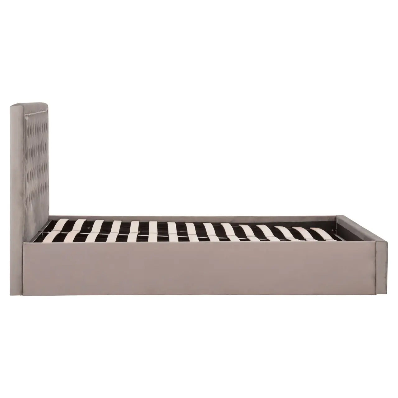 Hannah Ottoman Velvet King Size Bed In Grey