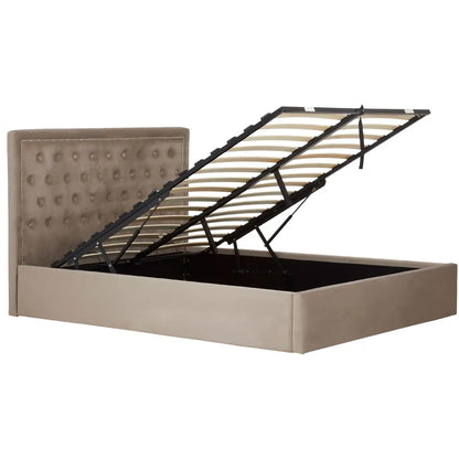 Hannah Ottoman Velvet King Size Bed In Mink