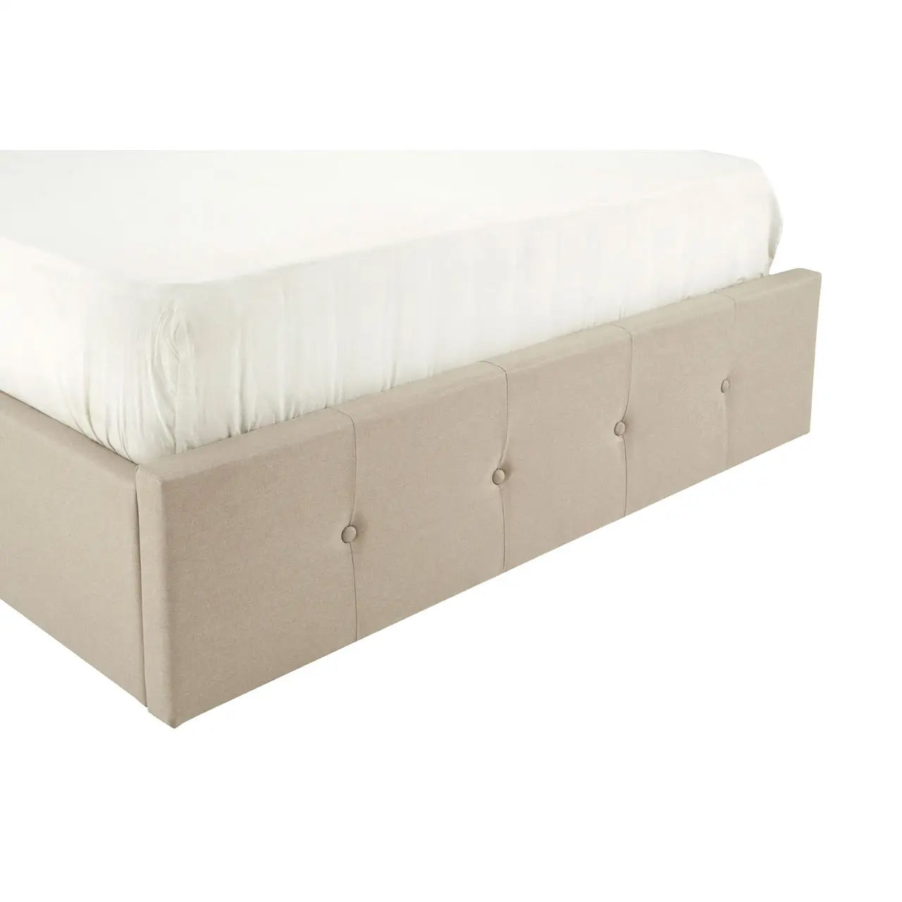Edison Ottoman Linen Fabric Double Bed In Beige