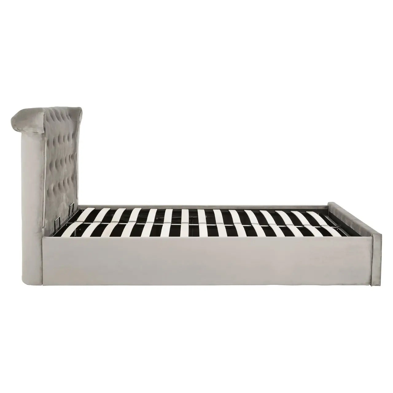 Edison Ottoman Brushed Velvet King Size Bed In Grey