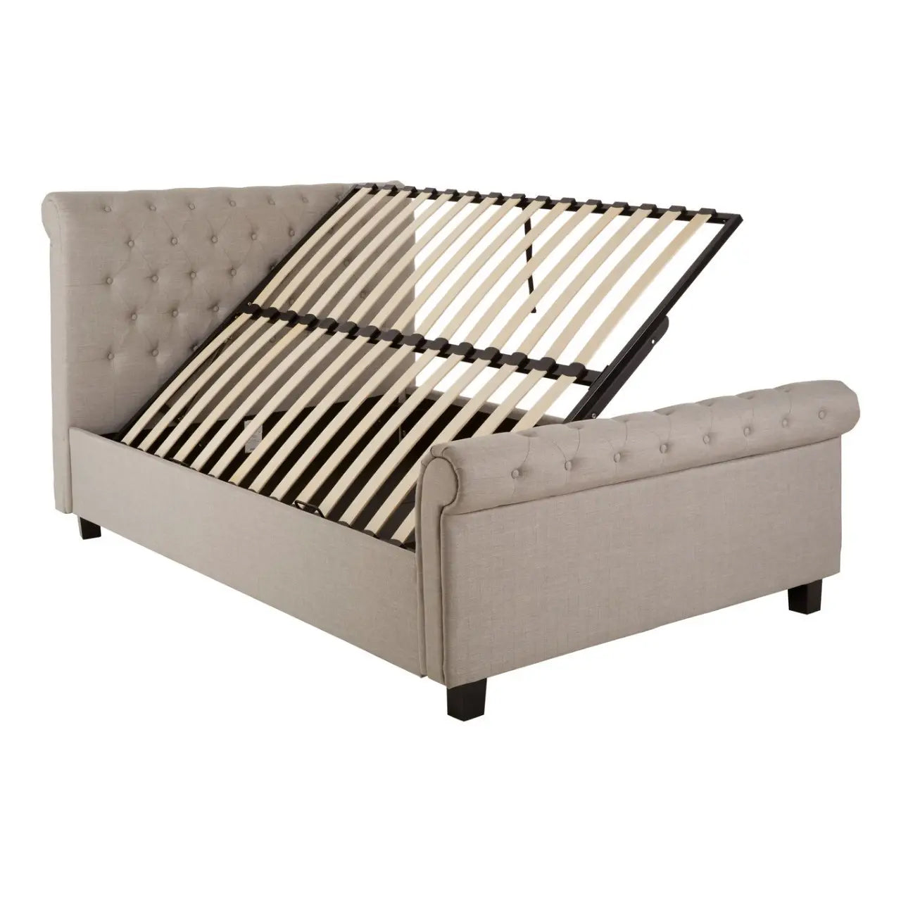 Orlando Ottoman Velvet King Size Bed In Light Grey