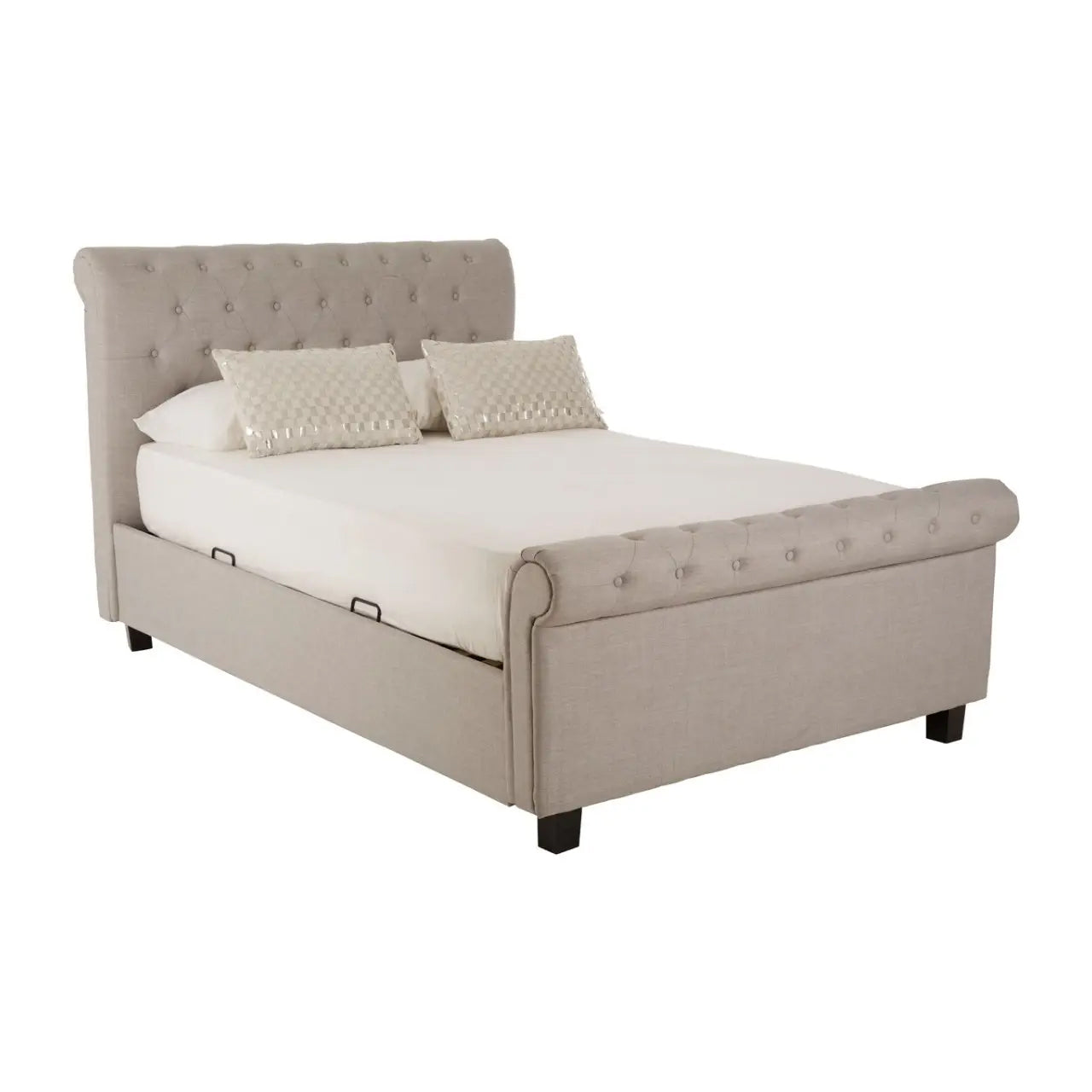 Orlando Ottoman Velvet King Size Bed In Light Grey