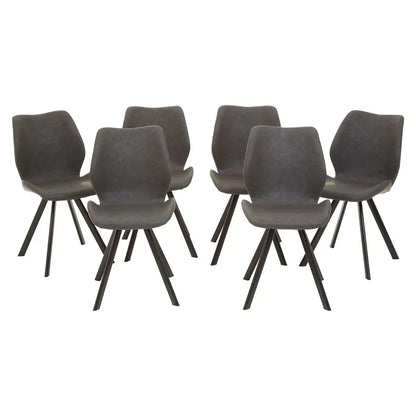 Weston Round Dining Table In Marble Effect With 6 Grey Chairs