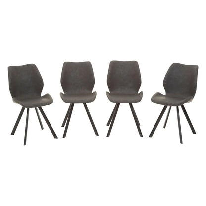 Weston Round Dining Table In Marble Effect With 6 Grey Chairs