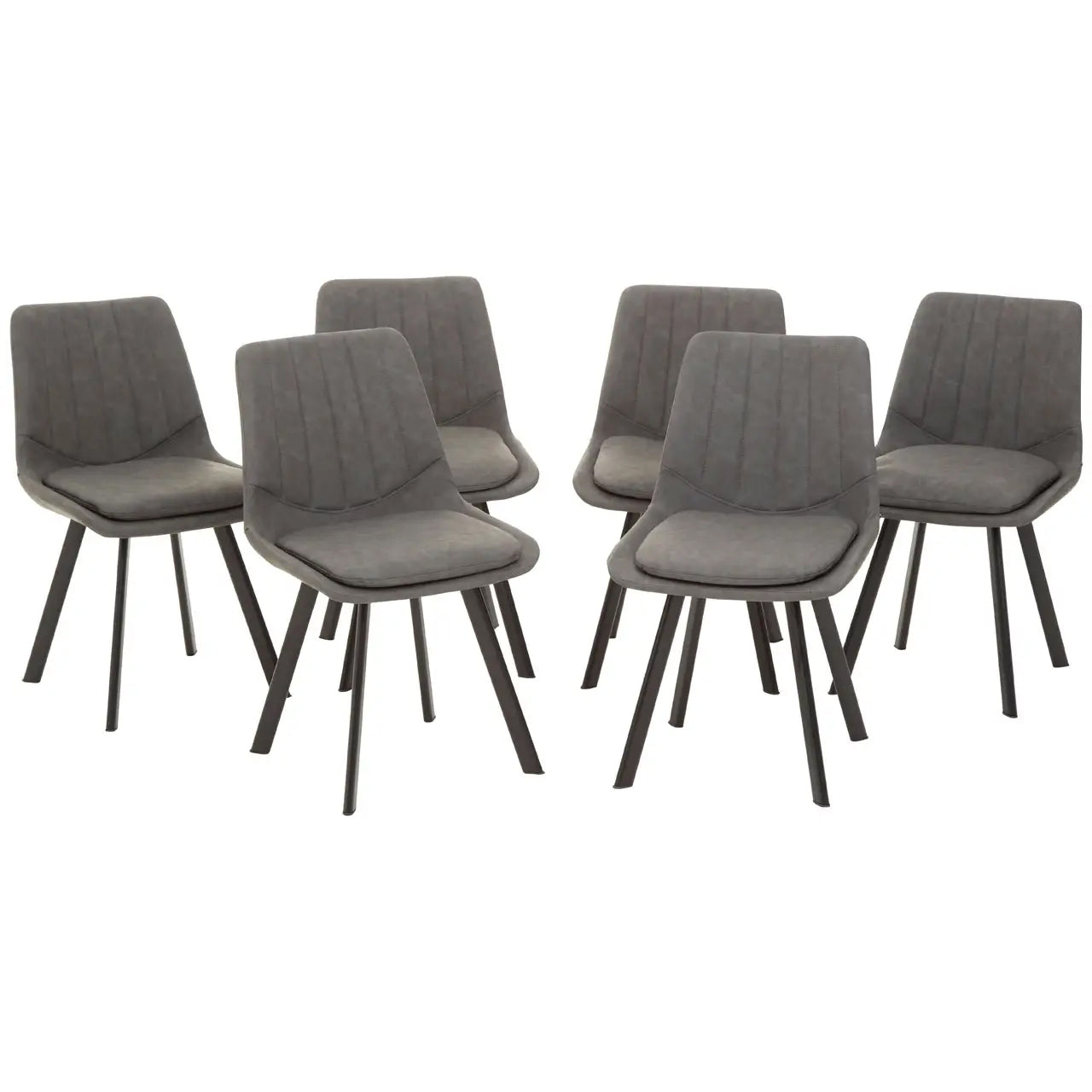 Westford Wooden Dining Table In Wood-Effect With 6 Cushioned Grey Chairs