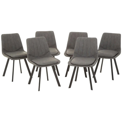 Westford Wooden Dining Table In Wood-Effect With 6 Cushioned Grey Chairs