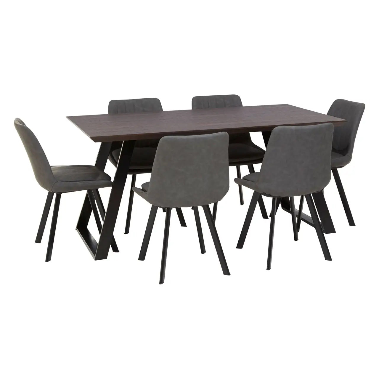 Westford Wooden Dining Table In Wood-Effect With 6 Grey Chairs