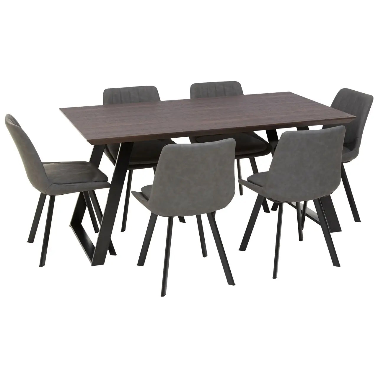 Westford Wooden Dining Table In Wood-Effect With 6 Grey Chairs