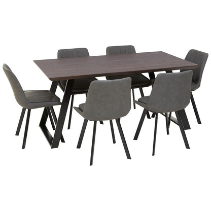 Westford Wooden Dining Table In Wood-Effect With 6 Grey Chairs