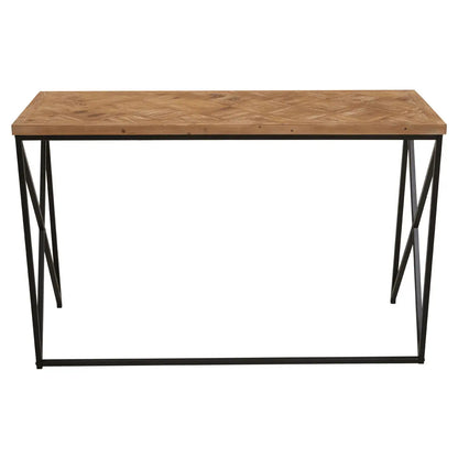 Kickford Wooden Console Table In Natural With Black Iron Frame