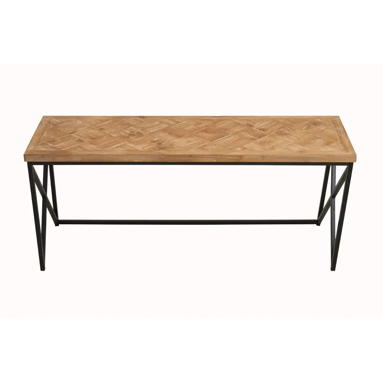 Kickford Wooden Coffee Table In Natural With Black Iron Frame