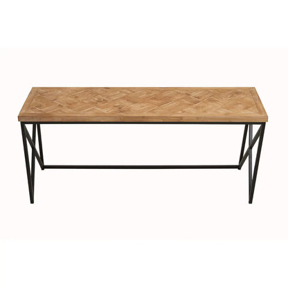 Kickford Wooden Coffee Table In Natural With Black Iron Frame