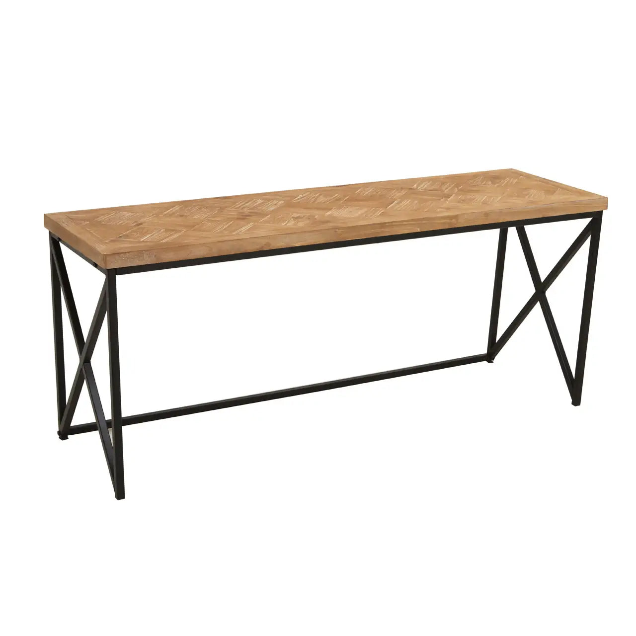 Kickford Wooden Coffee Table In Natural With Black Iron Frame